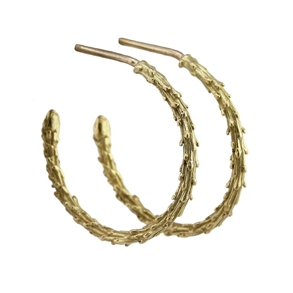 Side angle view of 18k Yellow Gold Tahoe Hoops - Small by Betsy Barron Jewellery