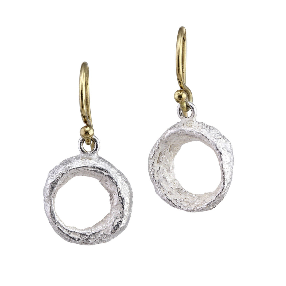 
                      
                        Side view of Organic Donut Earrings by Betsy Barron in sterling silver.
                      
                    