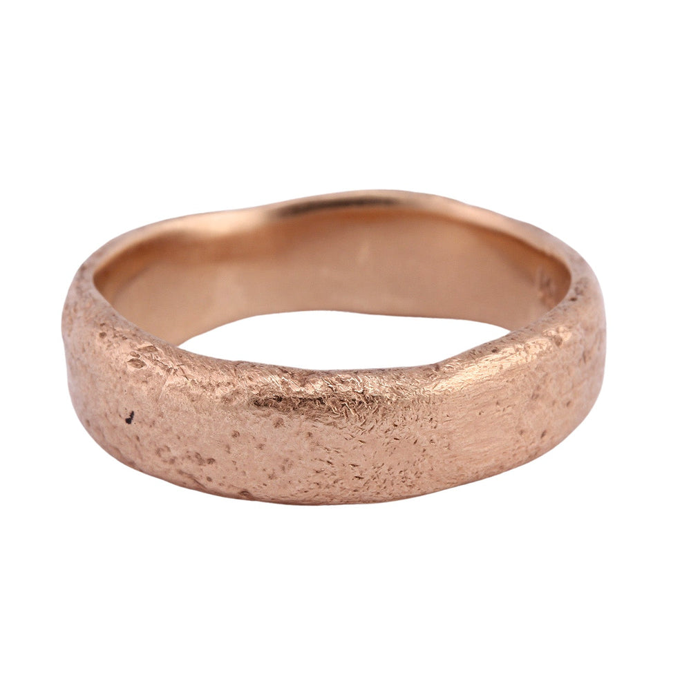 Front-facing view of Wide Molten Band in rose gold by Betsy Barron Jewellery