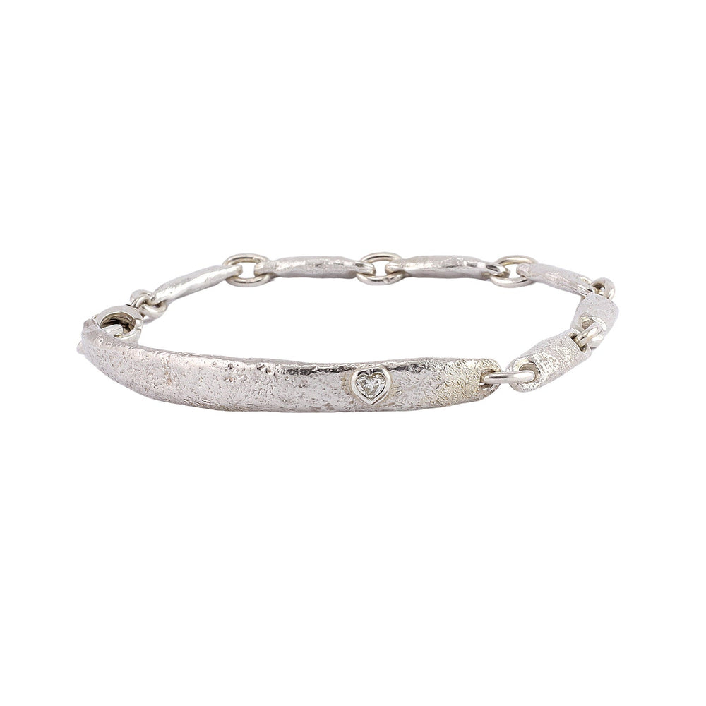 
                      
                        Front-facing view of Molten ID Link Bracelet with Diamond Heart by Betsy Barron Jewellery
                      
                    