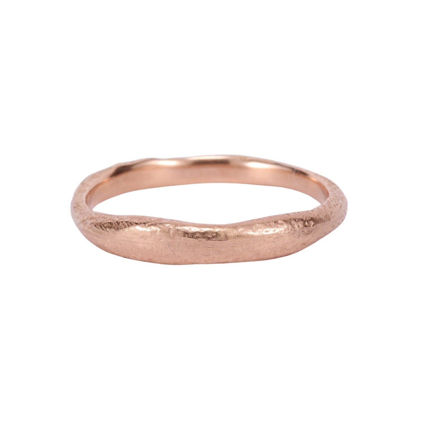 Front-facing view of Charlie band in 18k rose gold, by Betsy Barron