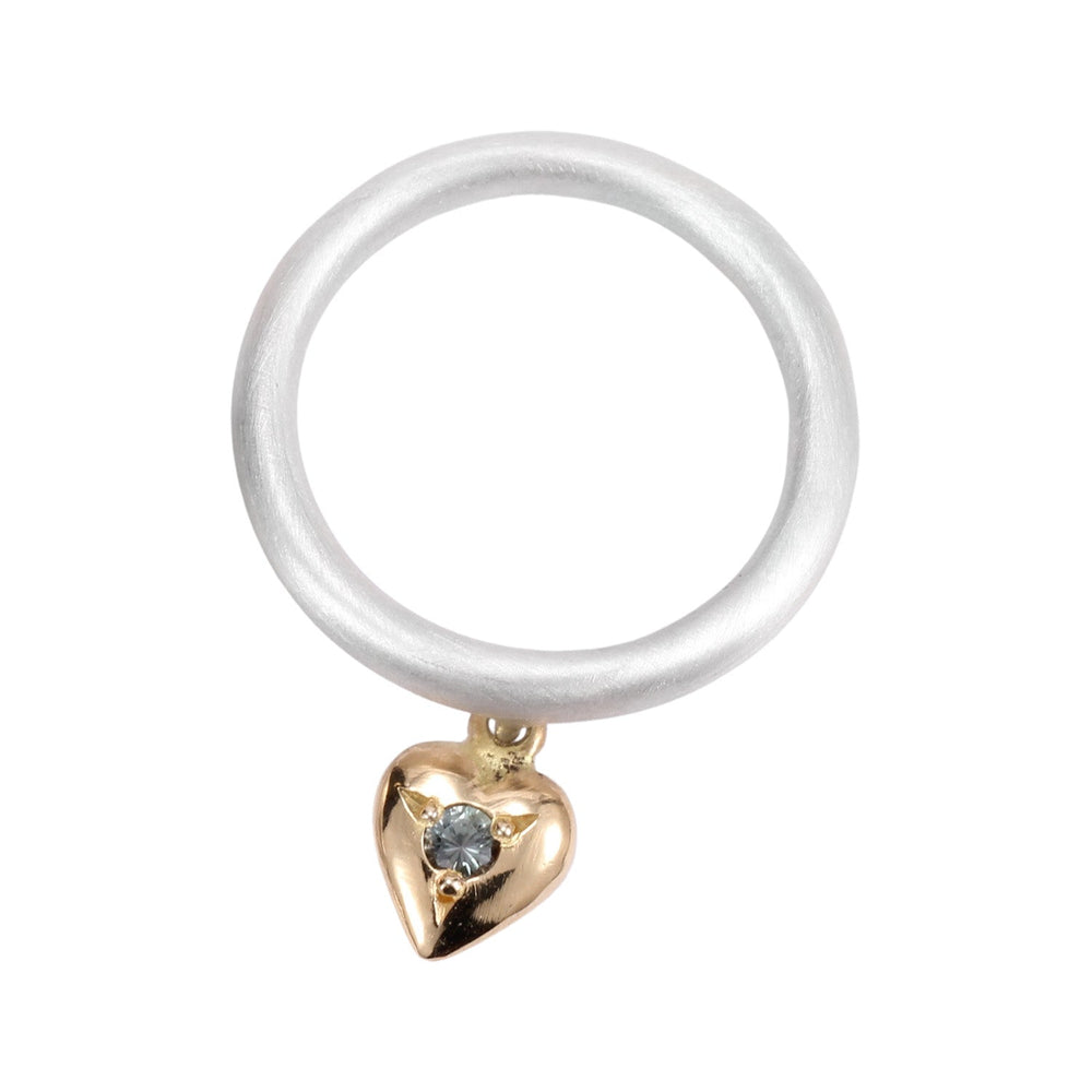 
                      
                        Front-facing view of Annie ring with 18k yellow gold charm
                      
                    