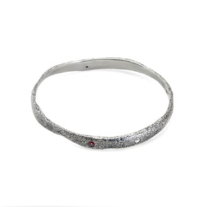 Molten Bangle in oxidized sterling silver with gemstones