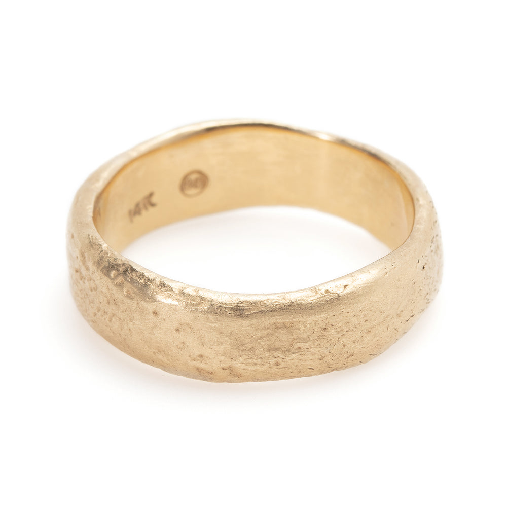 Wide Molten Band in 14k yellow gold