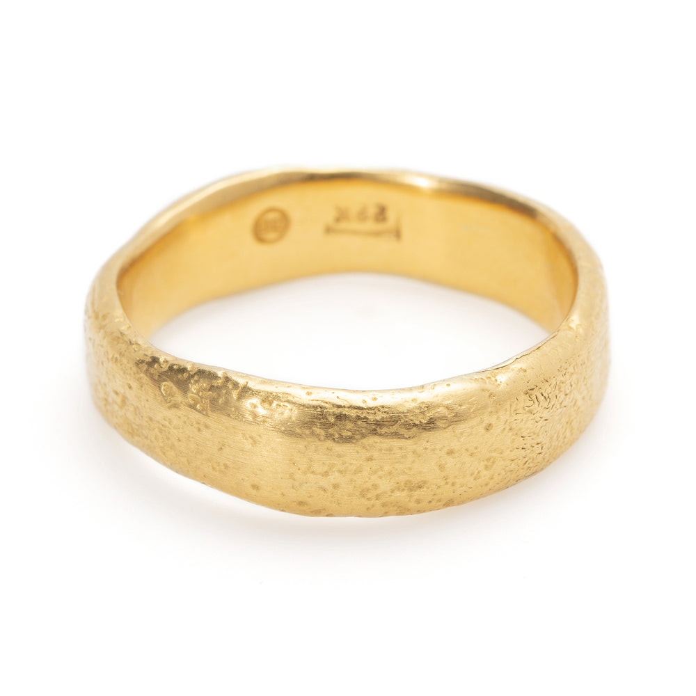 Wide Molten Band in 22k yellow gold