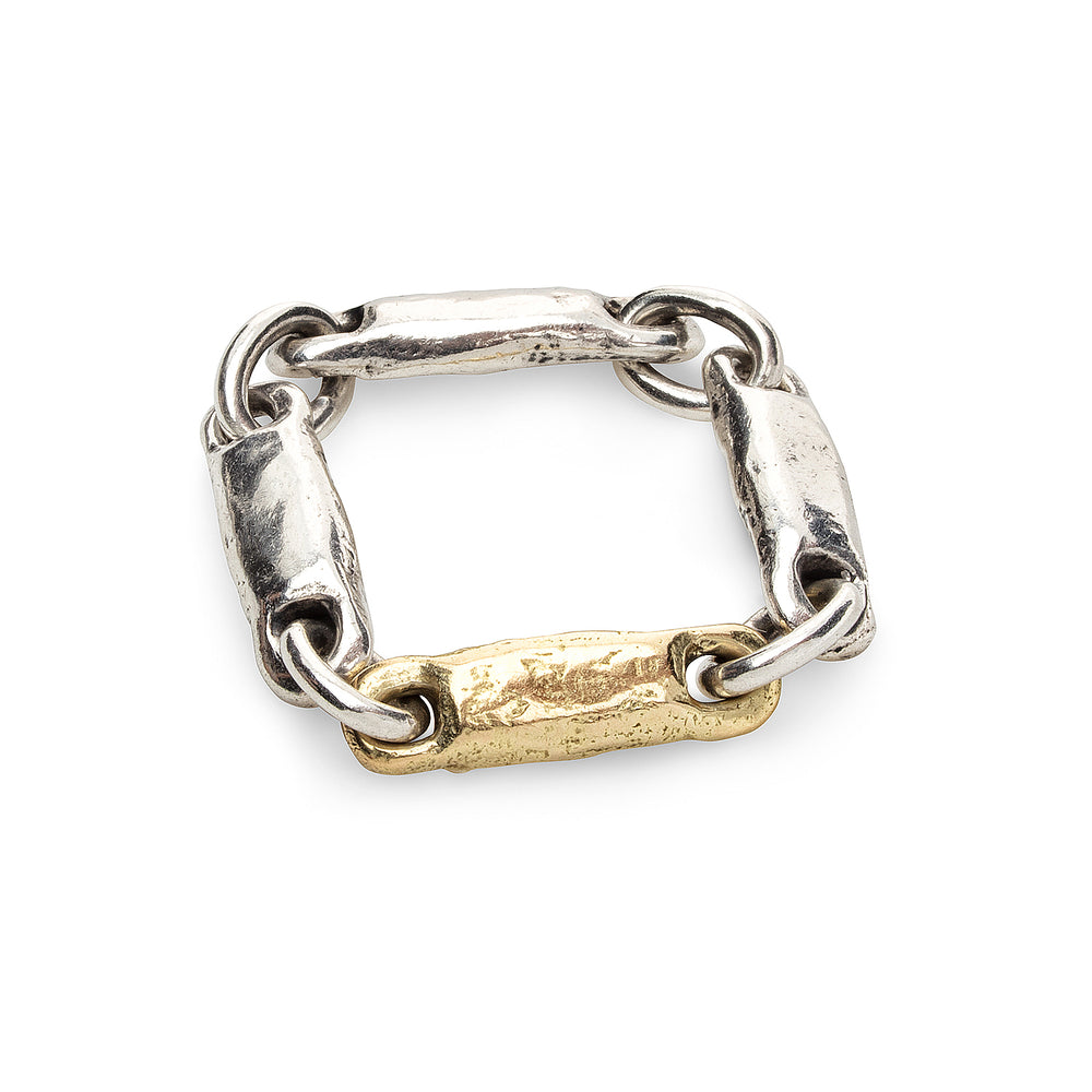 
            
                Load image into Gallery viewer, Jason ring in Silver with 1 18k Gold link
            
        