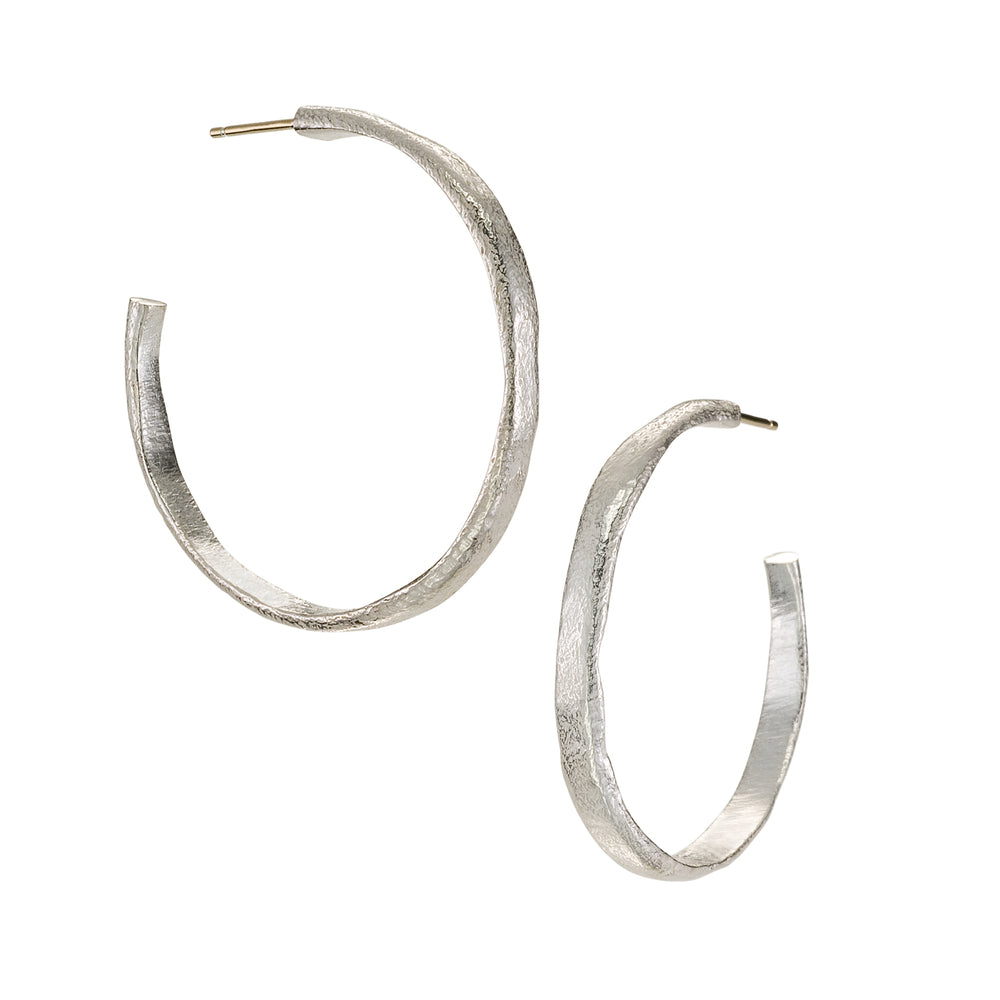 Large Molten Hoops in sterling silver