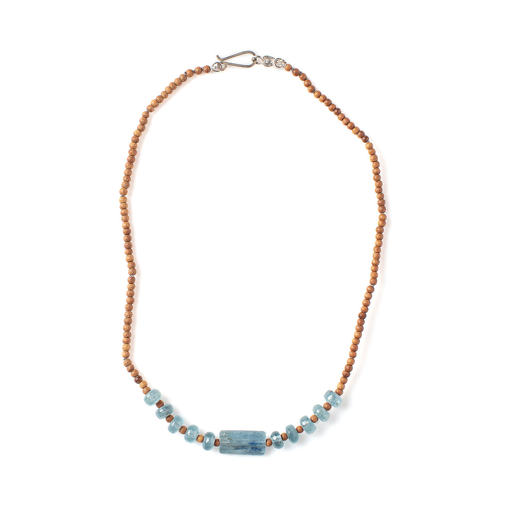 
            
                Load image into Gallery viewer, Top-down view of Vacation Necklace with kyanite beads
            
        
